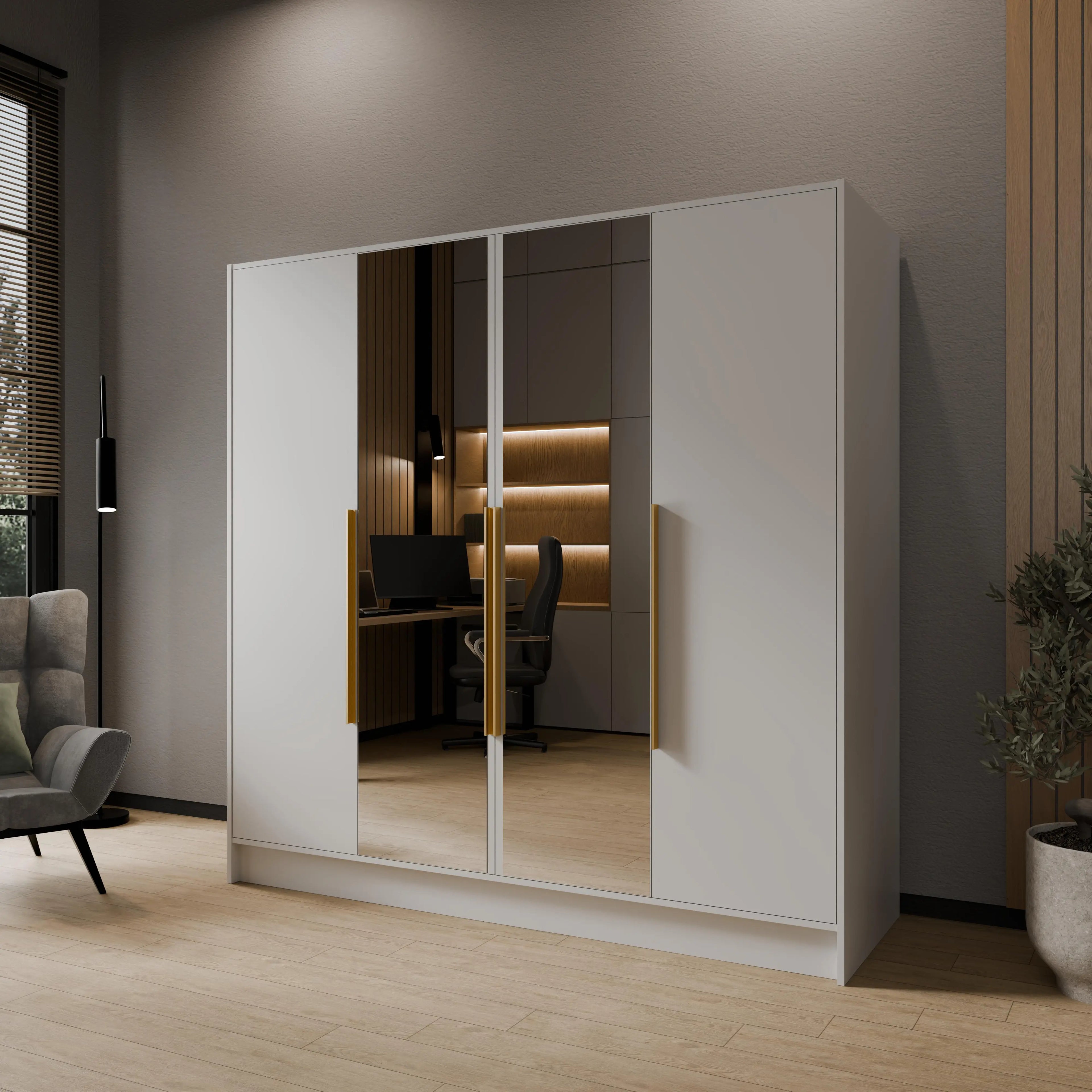 Szafa uchylna LUMIA 200 – biała z lustrem