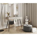 Toaletka Elisse 102cm - beżowa, ryflowany front, czarne nóżki
