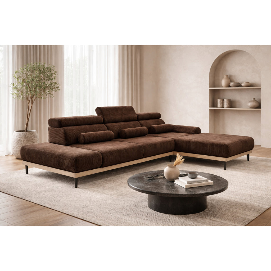 Narożnik nowoczesny 316cm Brązowy Montero Soft Lounge z el.funkcją wysuwu siedziska