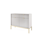 Komoda LUMI 2D2S – 104 cm, szary, ryflowane fronty, złote nóżki
