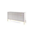Komoda LUMI 3D – 154 cm, szary, ryflowane fronty, złote nóżki