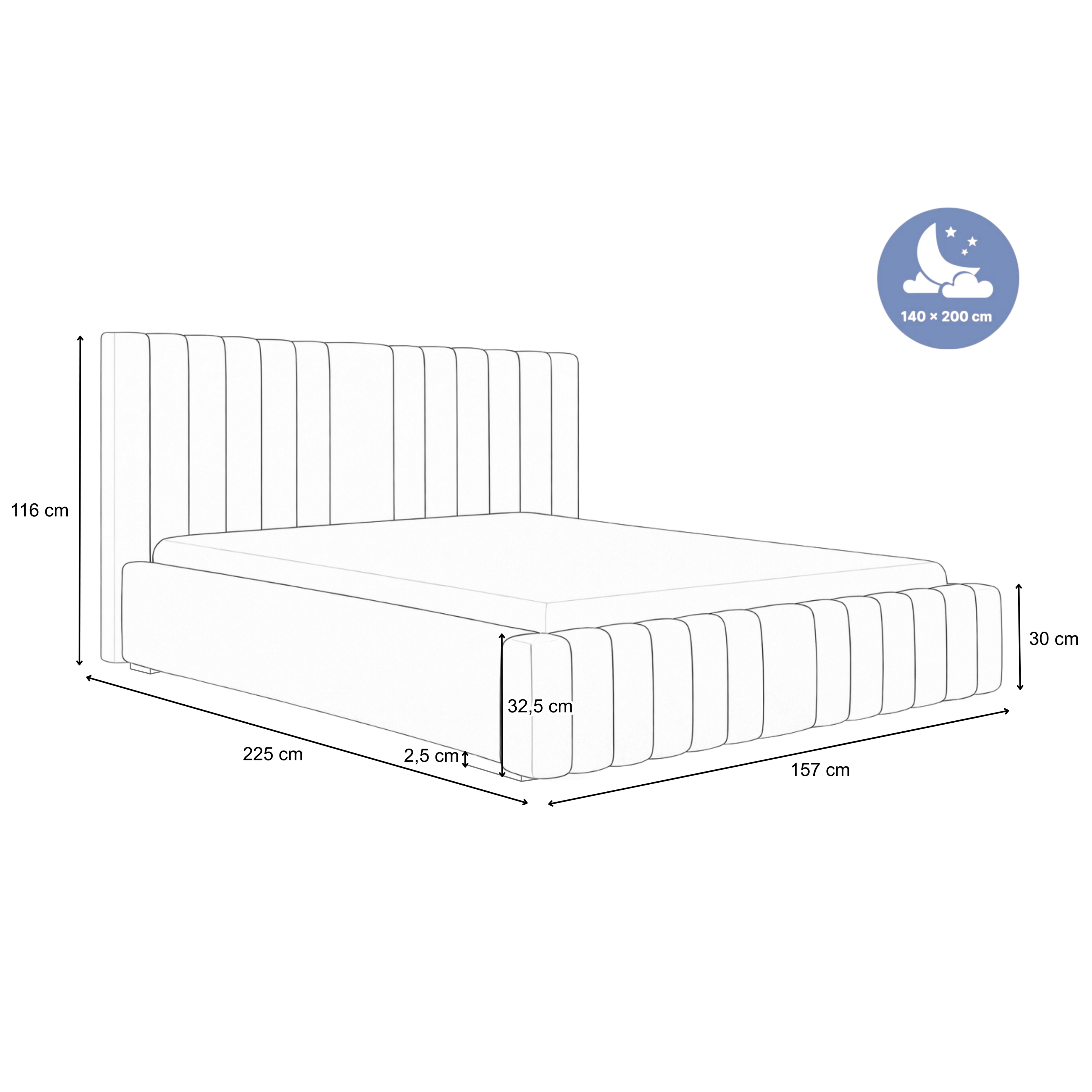 Nowoczesne łóżko tapicerowane ZENITH - Tkanina Matt Velvet