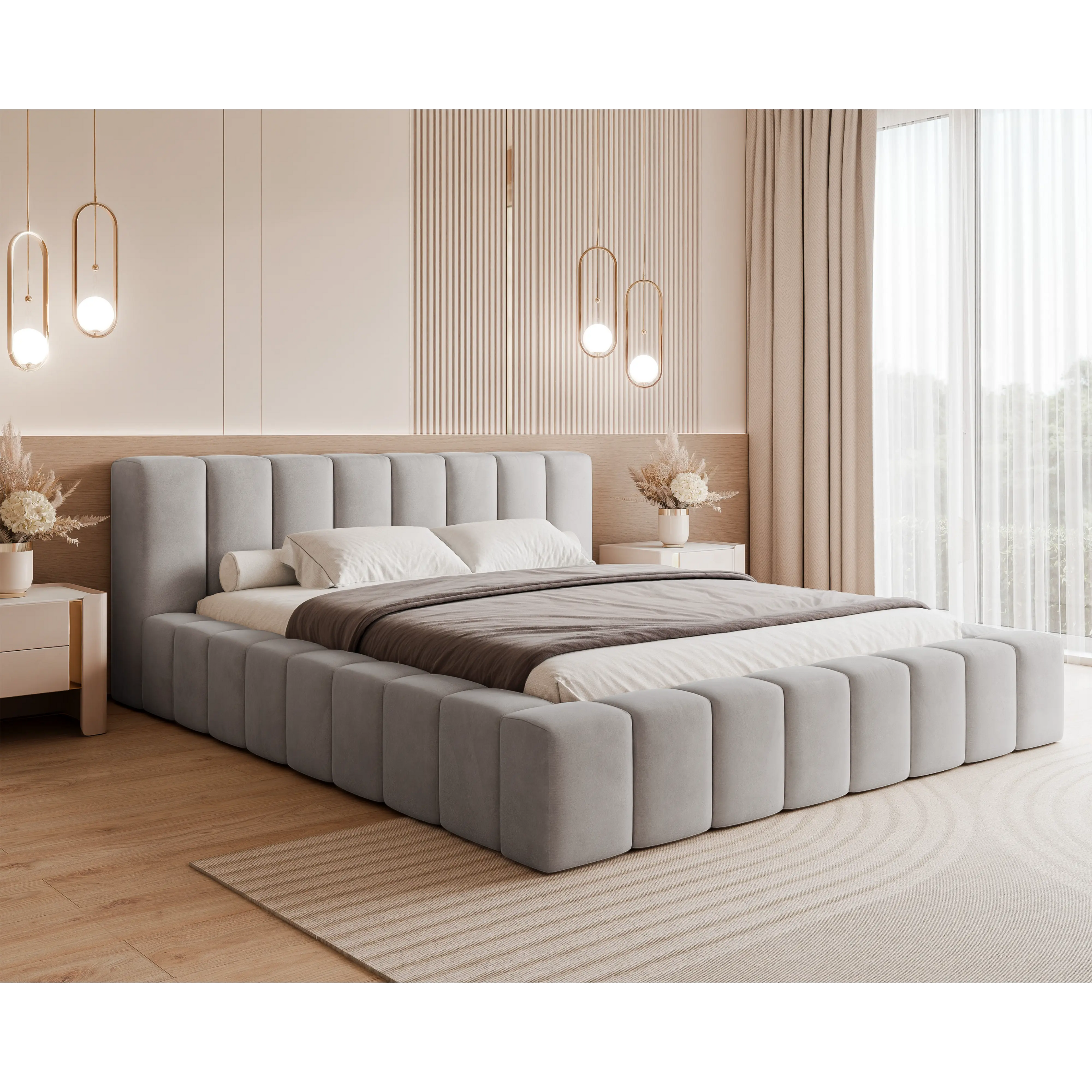 Łóżko tapicerowane z pojemnikiem PHOENIX - Tkanina Magic Velvet