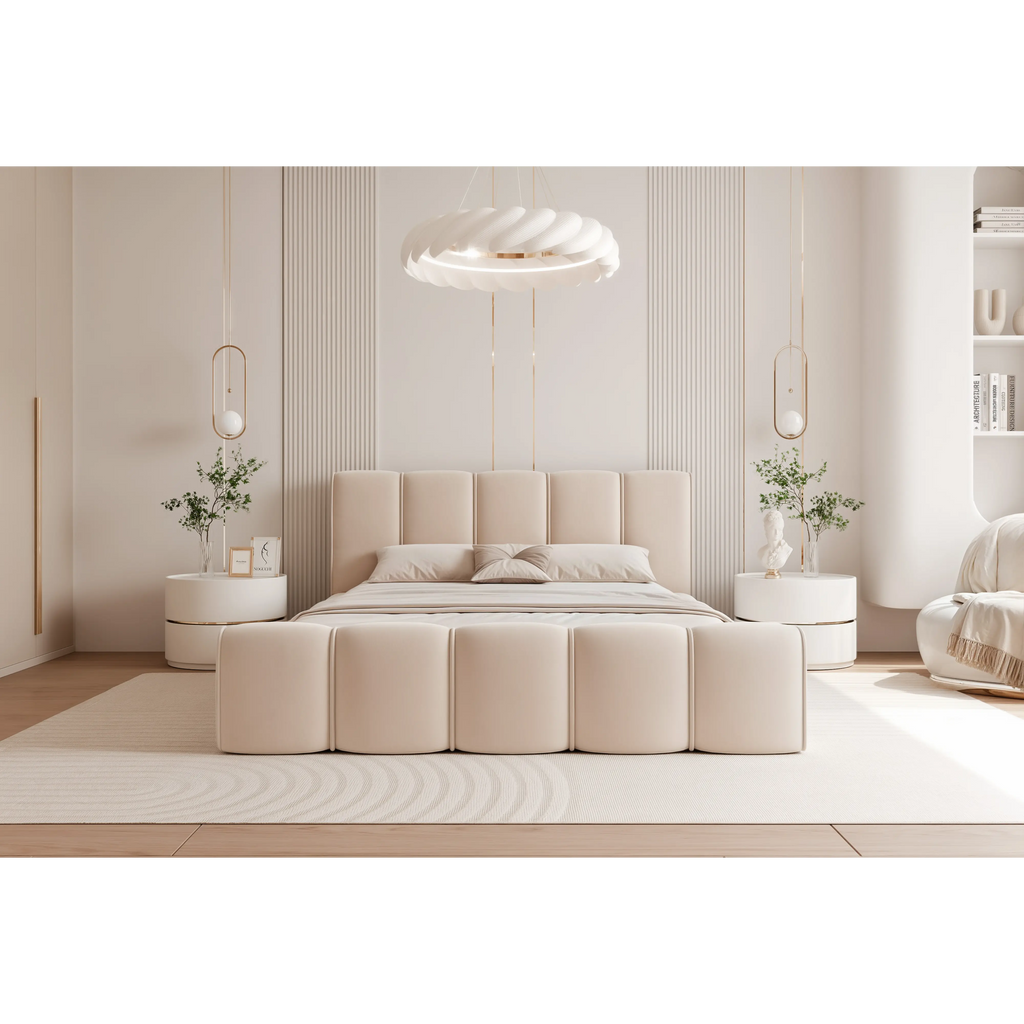 Łóżko tapicerowane QUANTUM z pojemnikiem - Tkanina Dream Velvet