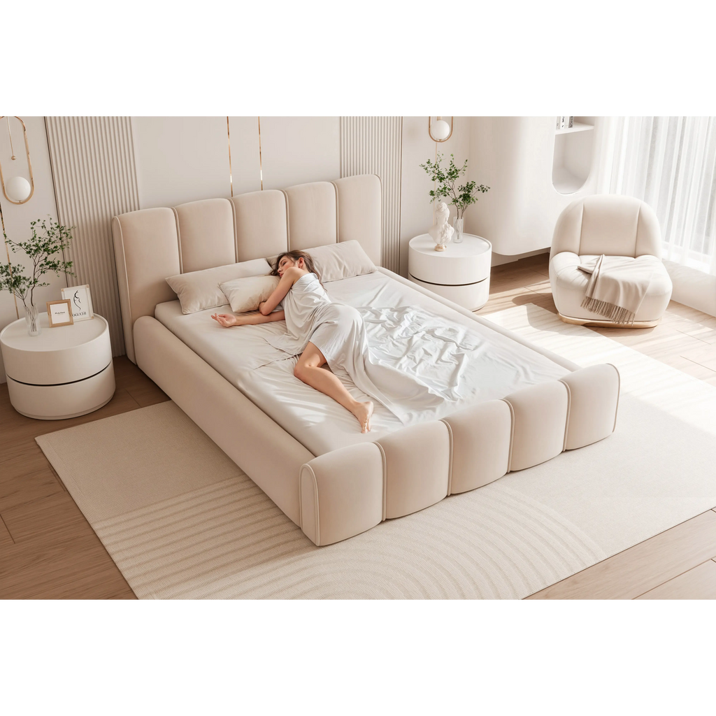 Łóżko tapicerowane QUANTUM z pojemnikiem - Tkanina Dream Velvet
