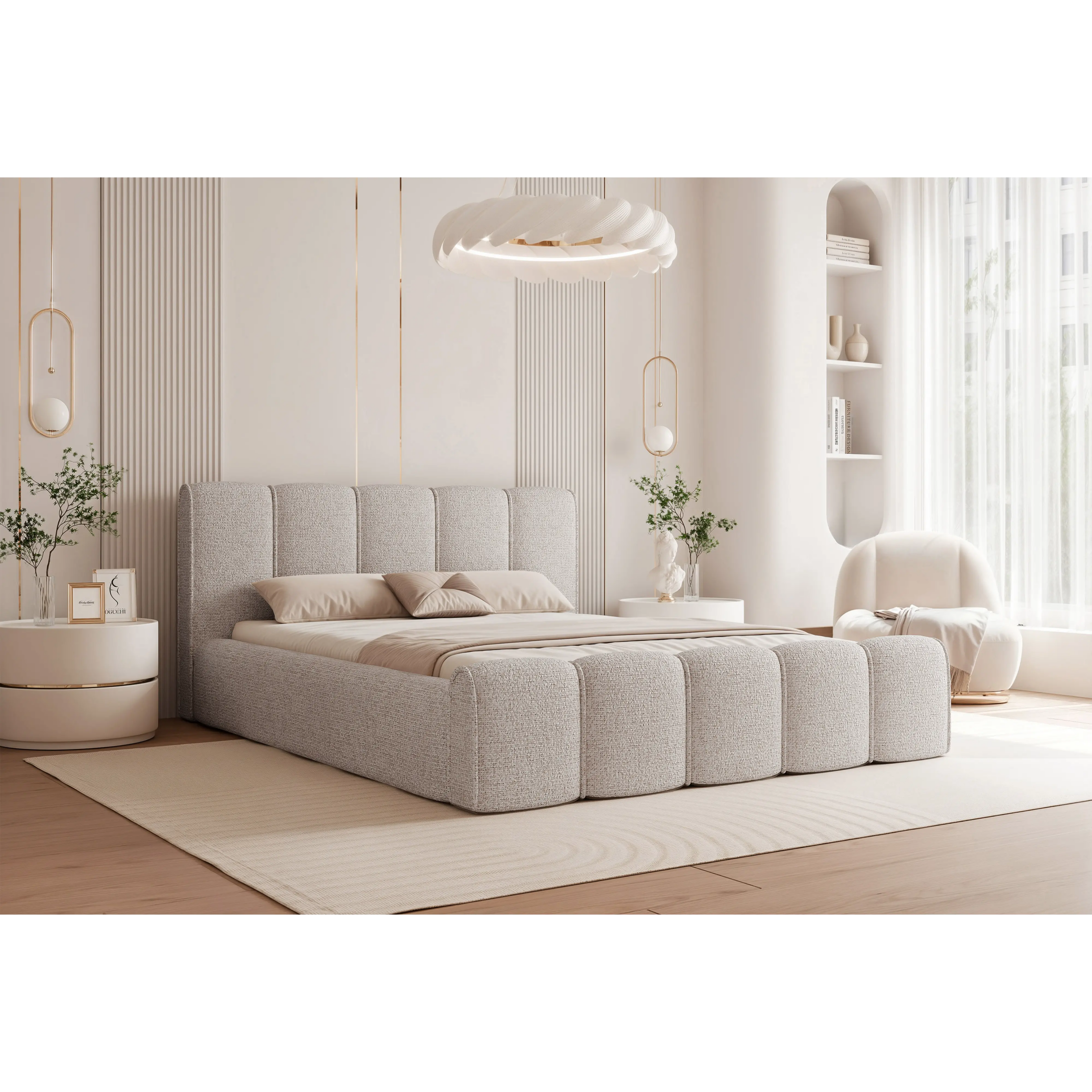 Łóżko tapicerowane QUANTUM z pojemnikiem - Tkanina Puente