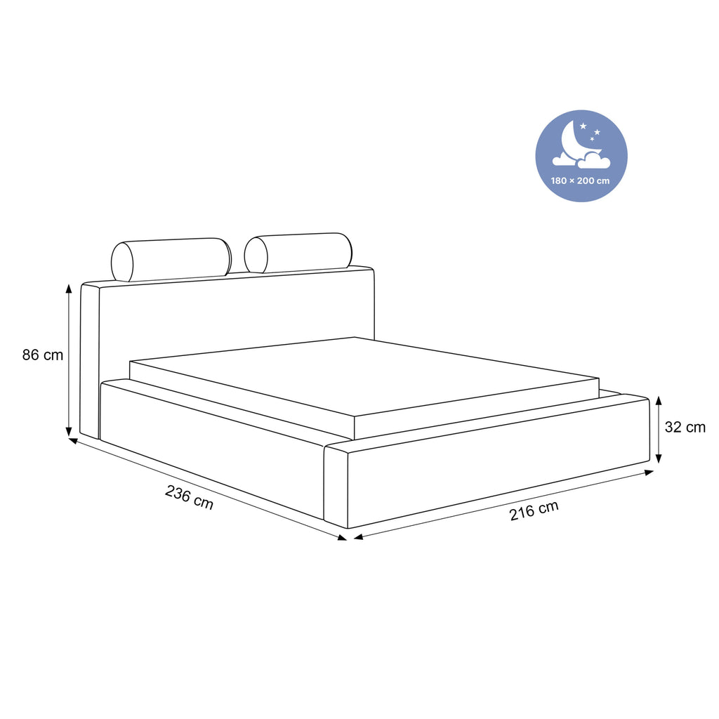 Łóżko tapicerowane MIRELLO - Tkanina Abriamo