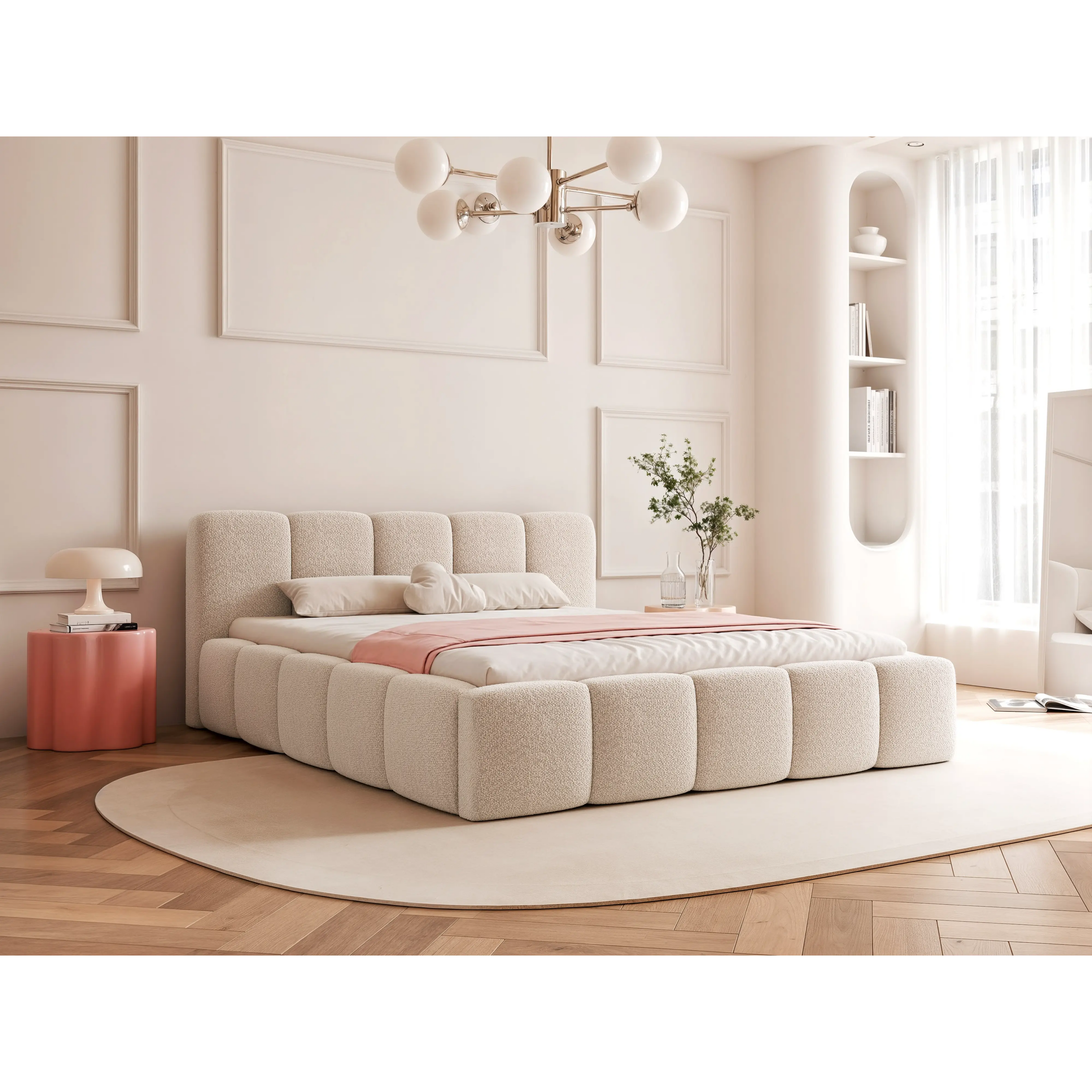 Łóżko tapicerowane SILENT BAS z pojemnikiem - Tkanina Abriamo