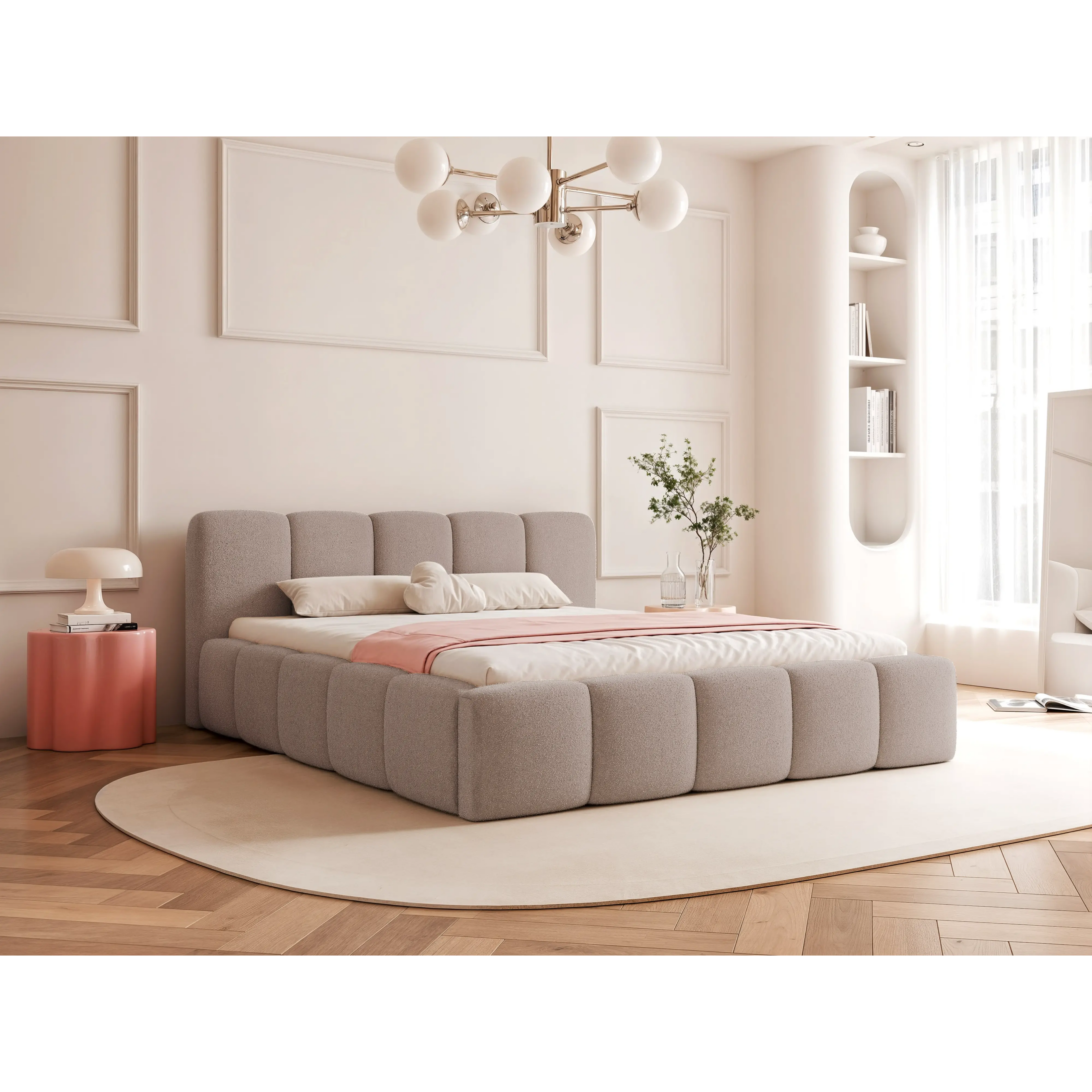 Łóżko tapicerowane SILENT BAS z pojemnikiem - Tkanina LOOP