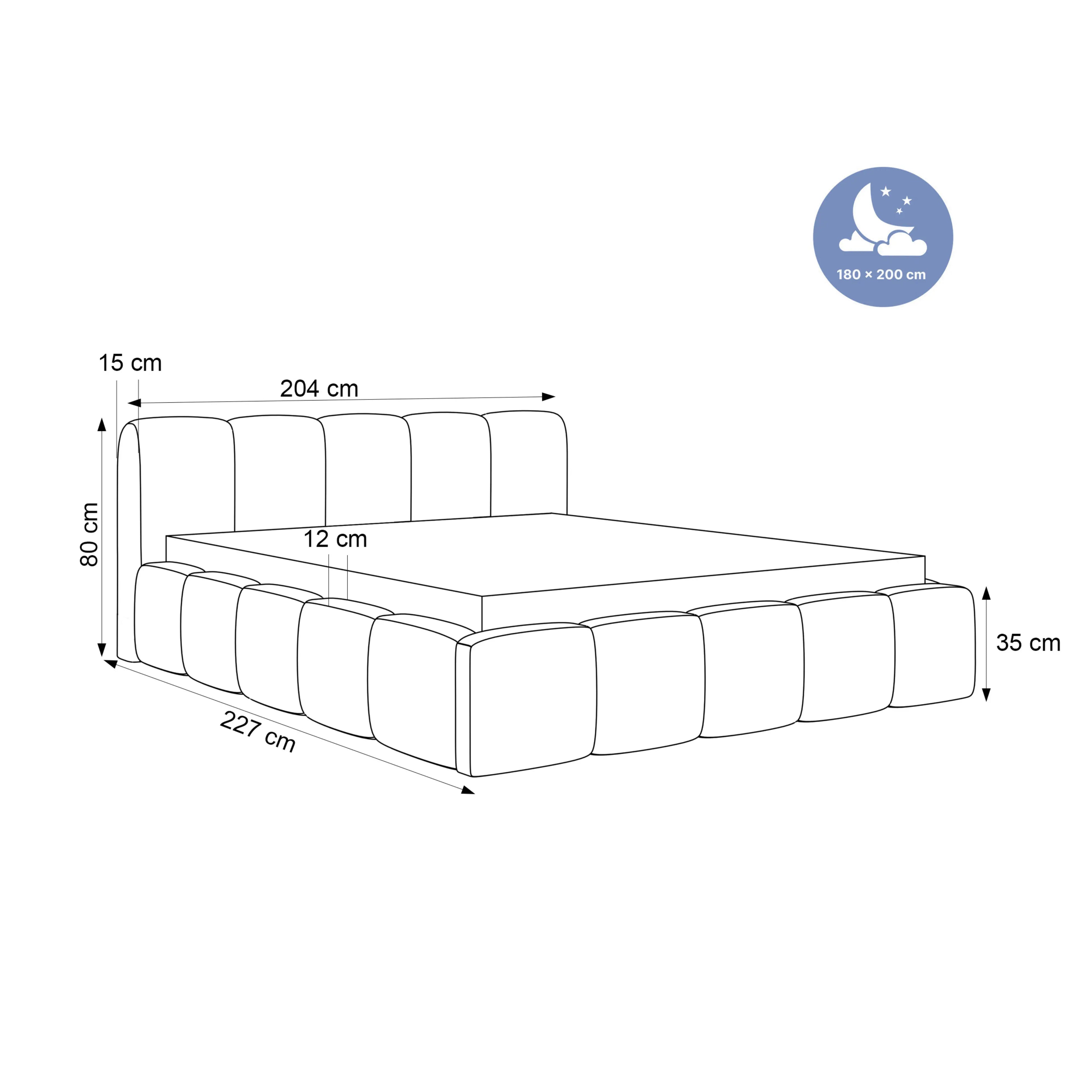Łóżko tapicerowane SILENT BAS z pojemnikiem - Tkanina Abriamo