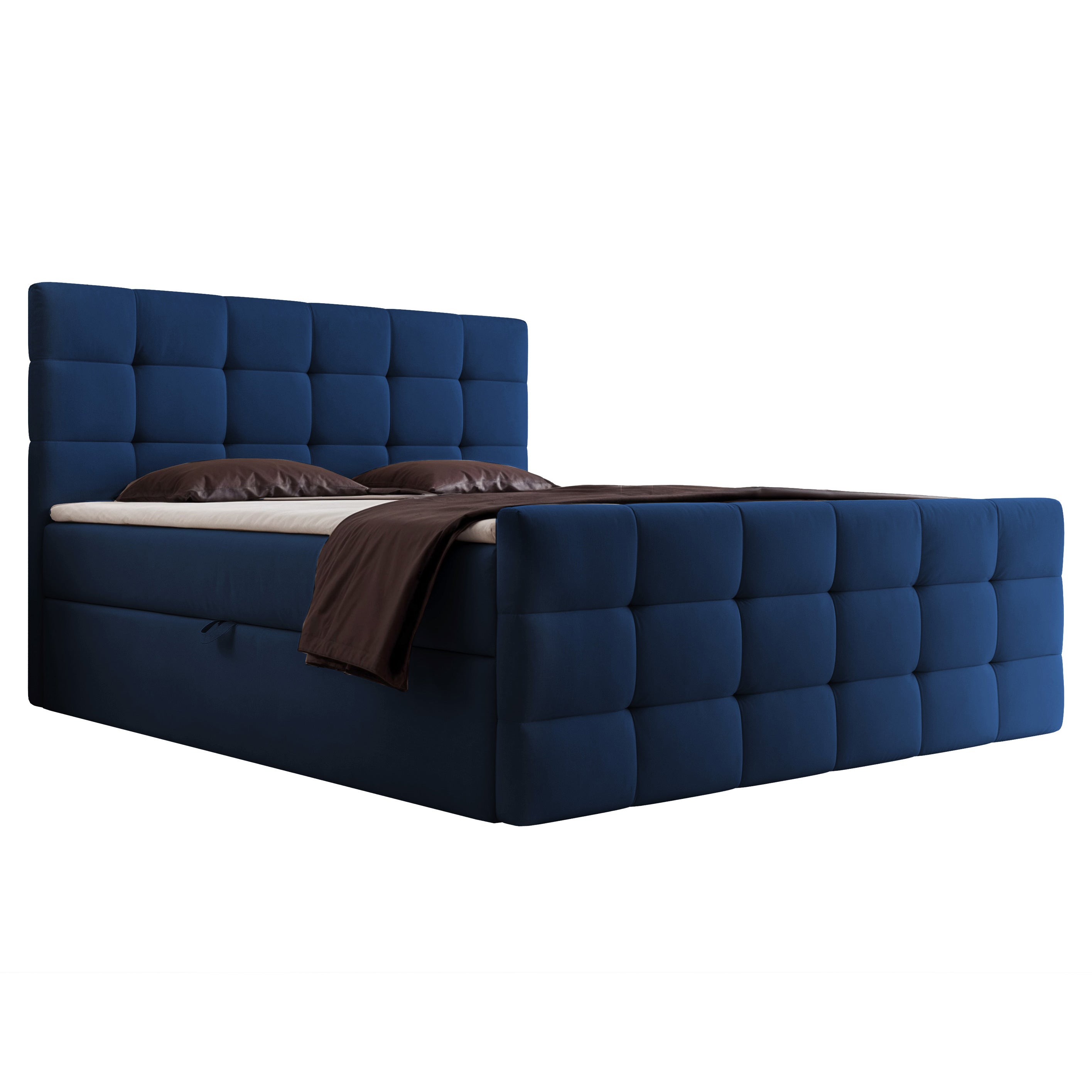 Łóżko kontynentalne z pojemnikiem Padwa Dream Velvet 24 Granatowe