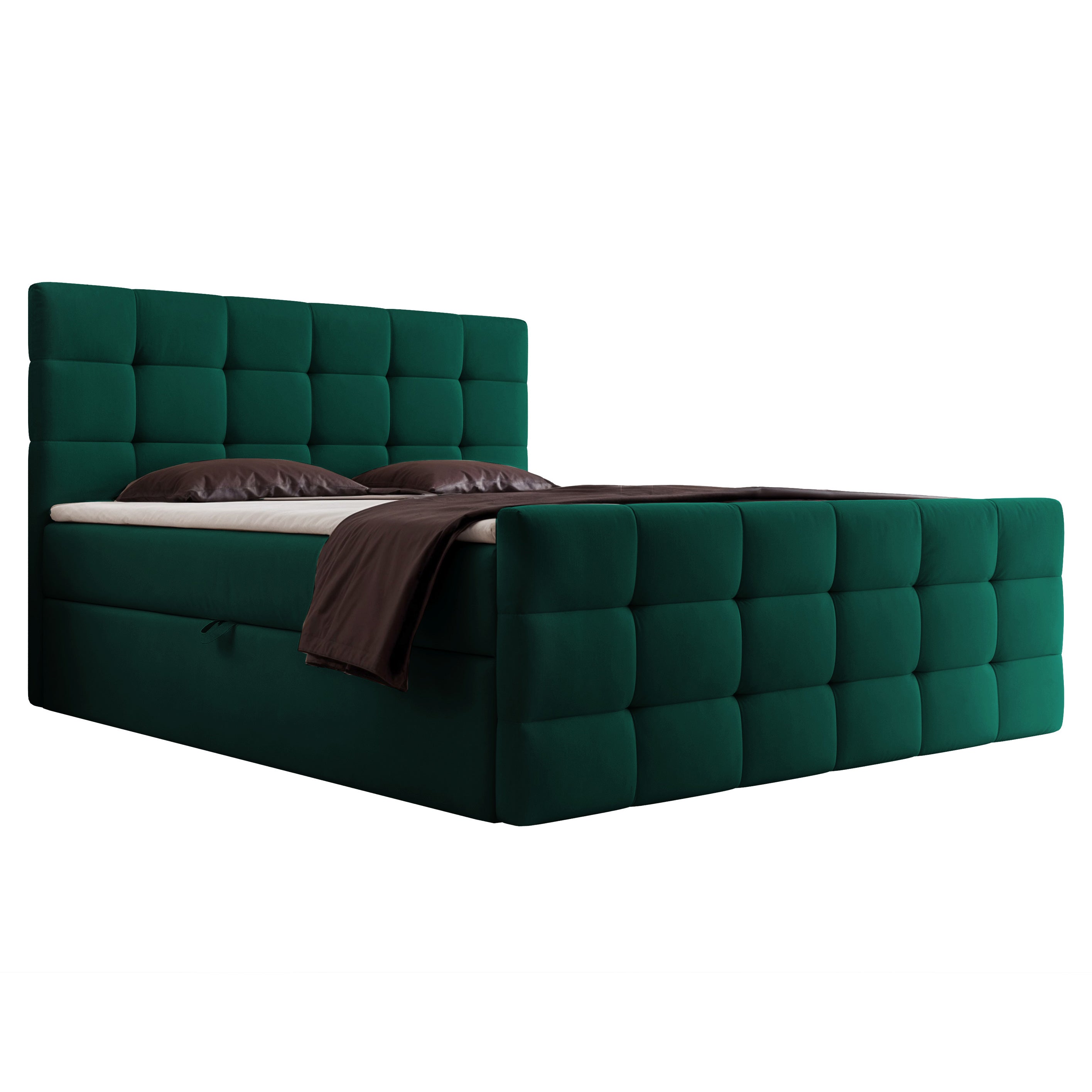 Łóżko kontynentalne z pojemnikiem Padwa Dream Velvet 31  Butelkowa Zieleń