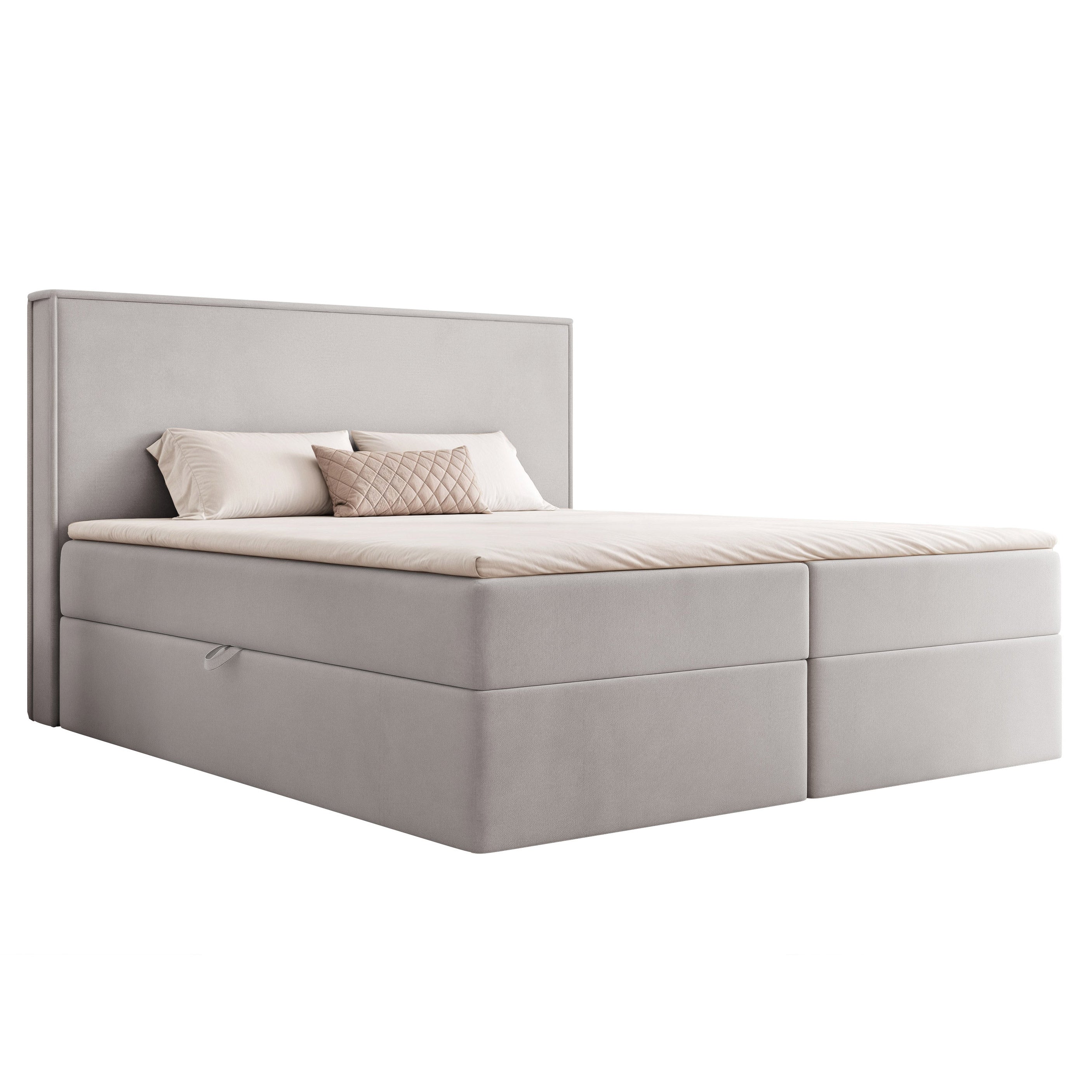 Łóżko kontynentalne z pojemnikiem Hiuma Dream Velvet 17 Jasno Szare