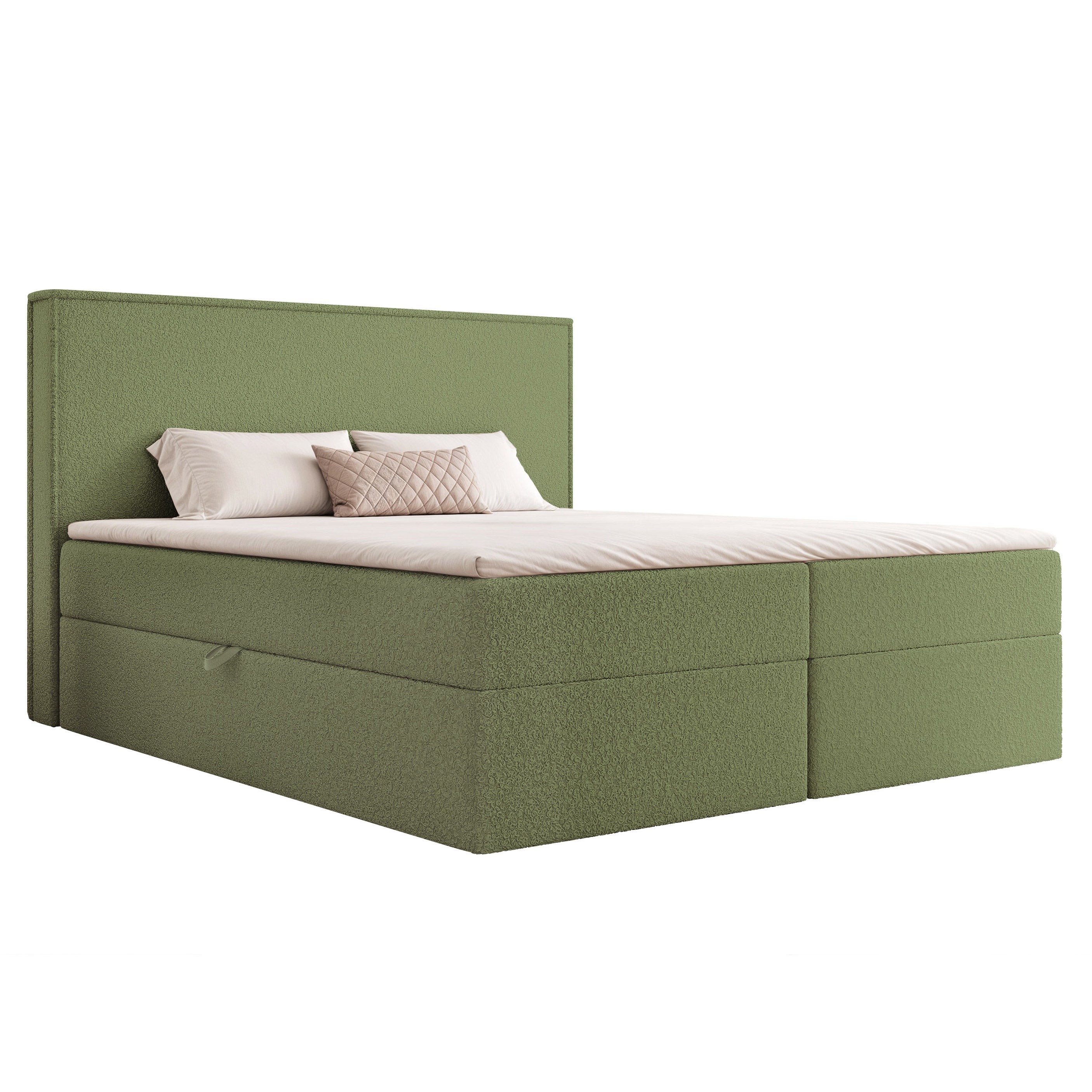 Łóżko kontynentalne z pojemnikiem Hiuma Quelle 38 Oliwkowa Zieleń