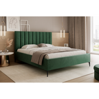 Łóżko tapicerowane VELORIA SOFT 120–200x200 z wysokim zagłówkiem na nóżkach
