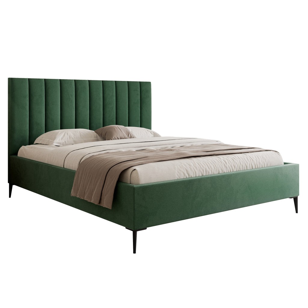 Łóżko tapicerowane VELORIA SOFT 120–200x200 z wysokim zagłówkiem na nóżkach