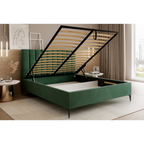 Łóżko tapicerowane VELORIA SOFT 120–200x200 z wysokim zagłówkiem na nóżkach