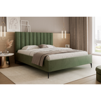 Łóżko tapicerowane VELORIA SOFT 120–200x200 z wysokim zagłówkiem na nóżkach