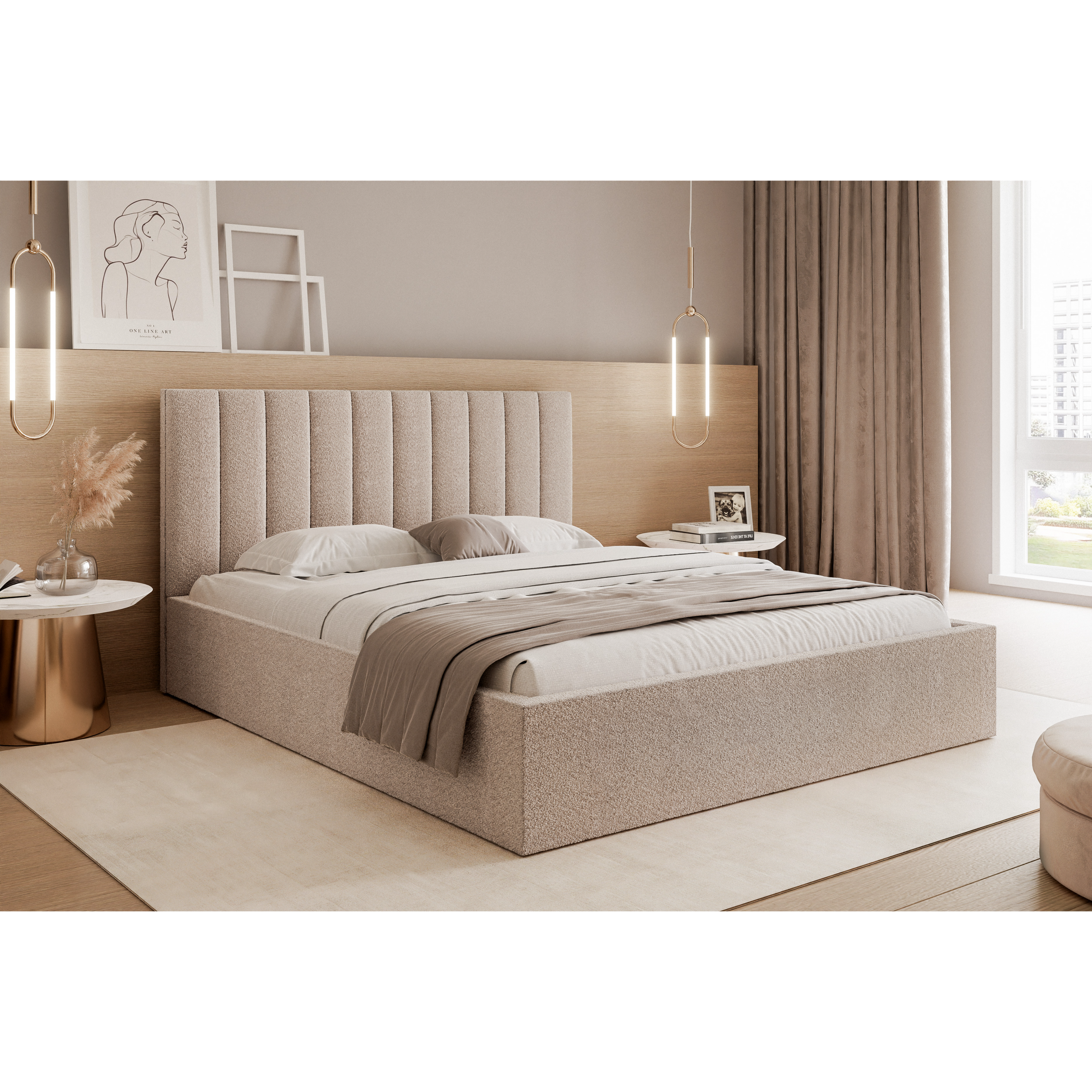 Łóżko tapicerowane VELORIA SOFT 120–200x200 z wysokim zagłówkiem