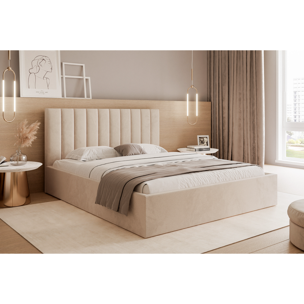 Łóżko tapicerowane VELORIA SOFT 120–200x200 z wysokim zagłówkiem