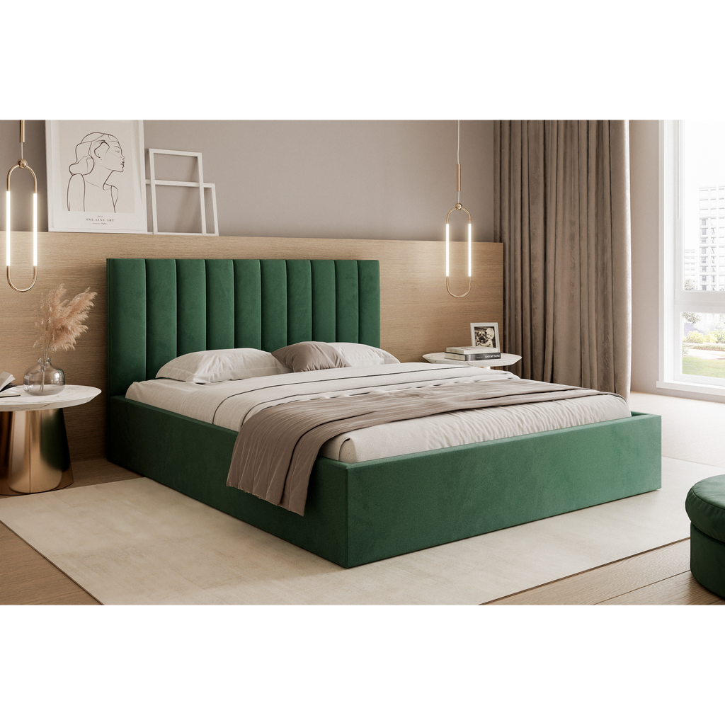 Łóżko tapicerowane VELORIA SOFT 120–200x200 z wysokim zagłówkiem