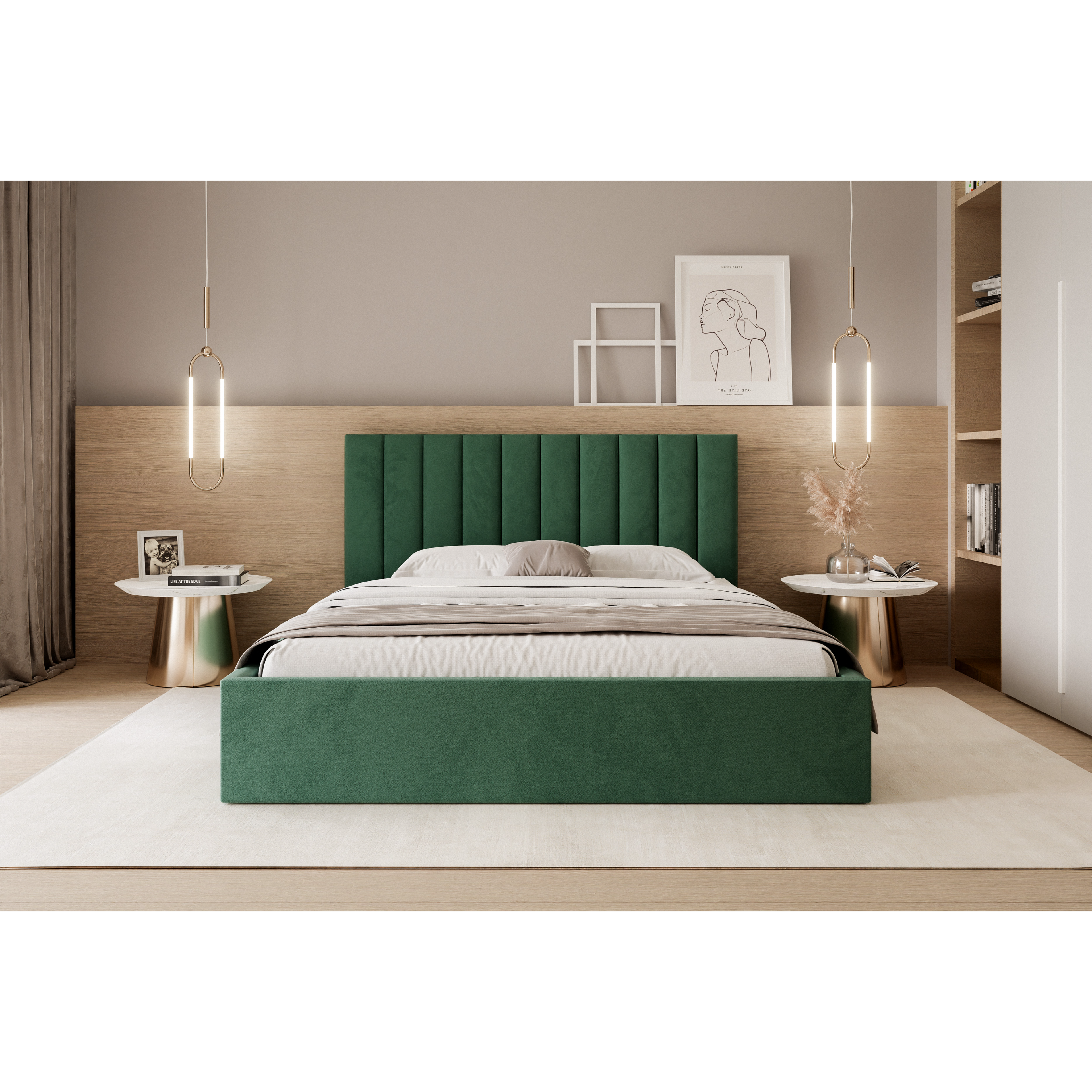 Łóżko tapicerowane VELORIA SOFT 120–200x200 z wysokim zagłówkiem