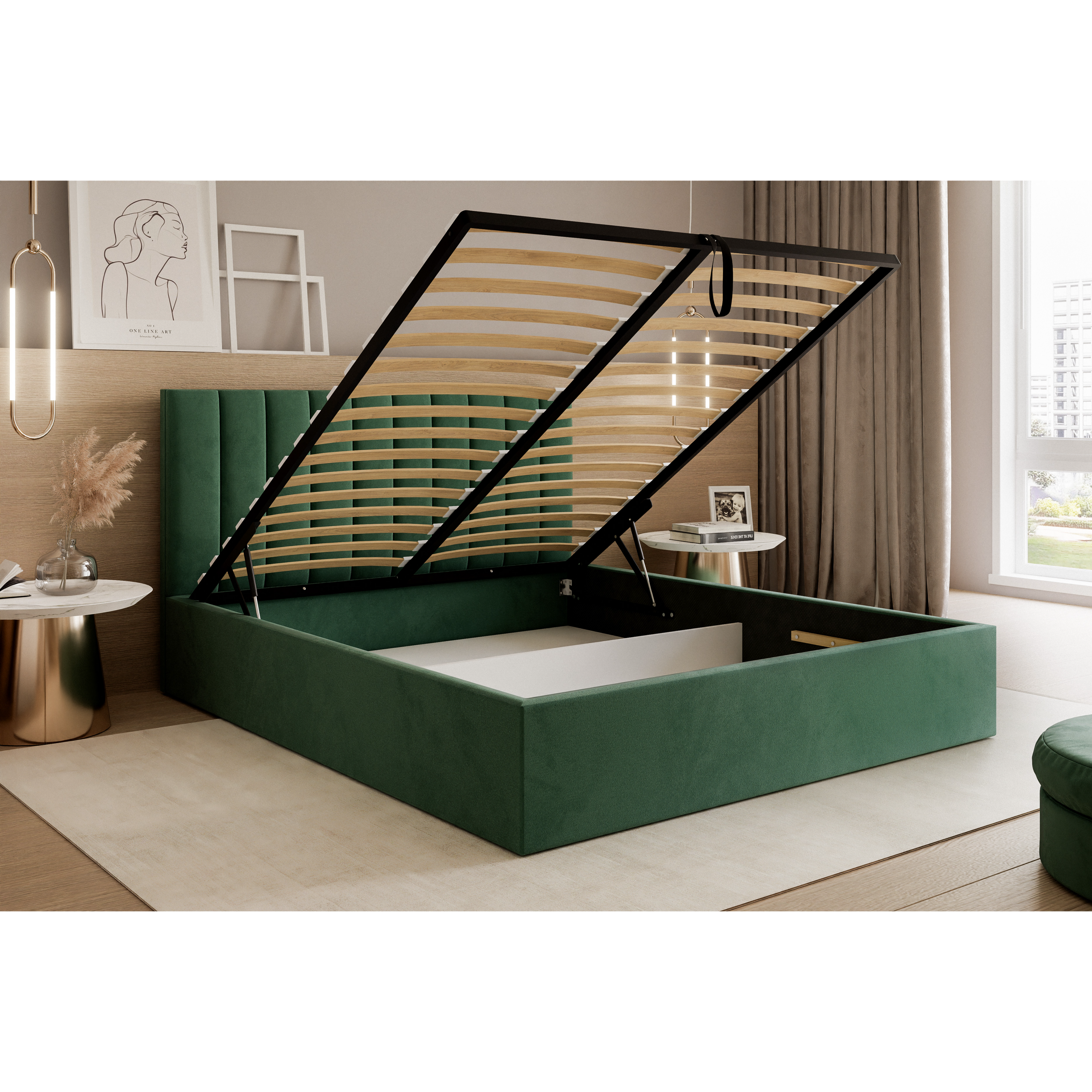 Łóżko tapicerowane VELORIA SOFT 120–200x200 z wysokim zagłówkiem