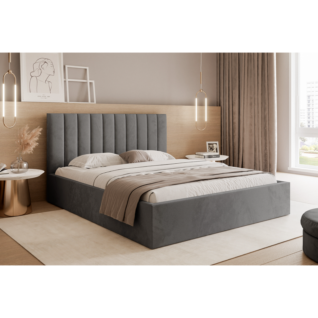 Łóżko tapicerowane VELORIA SOFT 120–200x200 z wysokim zagłówkiem