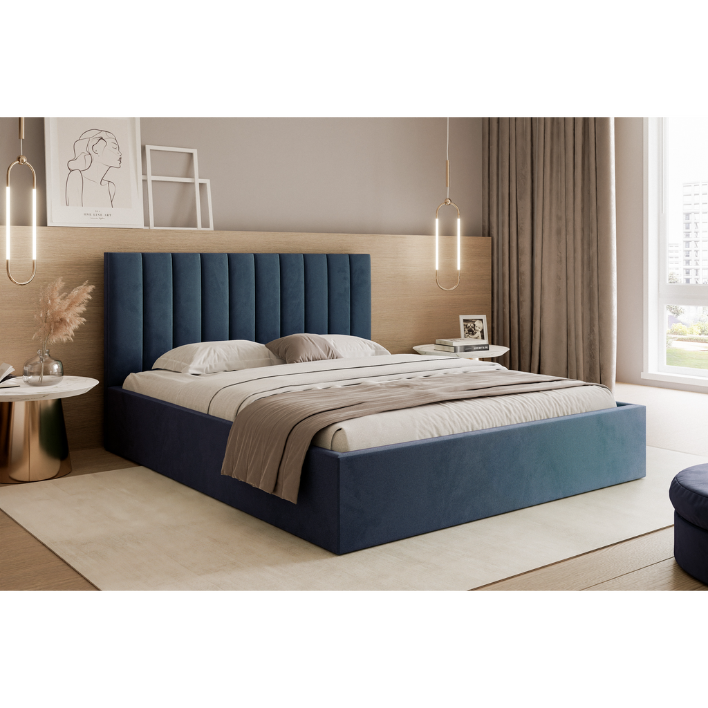 Łóżko tapicerowane VELORIA SOFT 120–200x200 z wysokim zagłówkiem