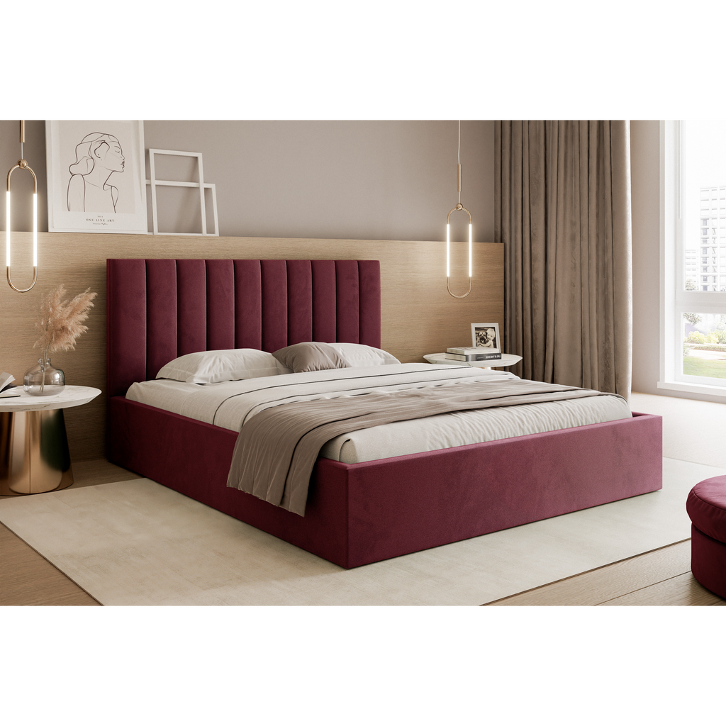 Łóżko tapicerowane VELORIA SOFT 120–200x200 z wysokim zagłówkiem