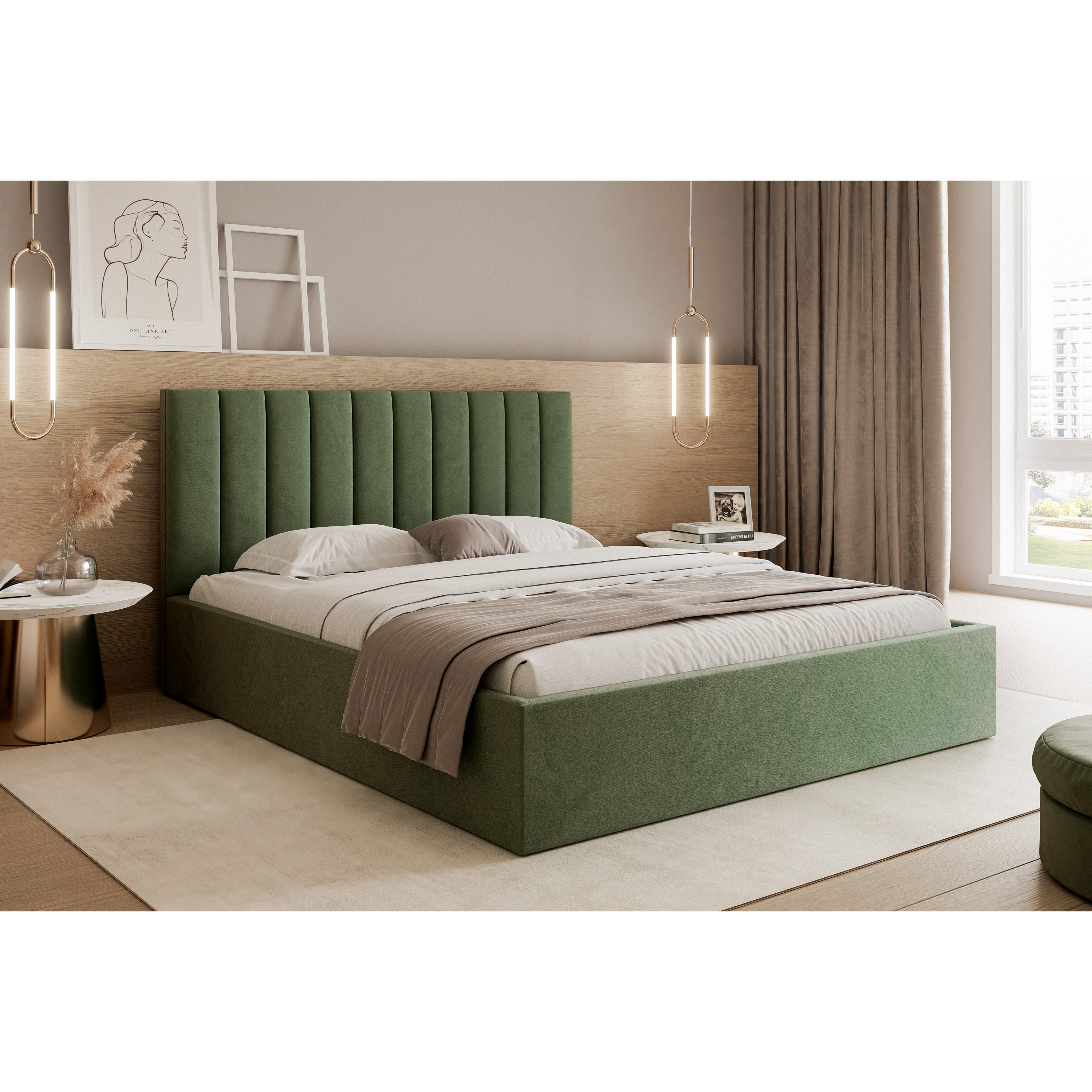 Łóżko tapicerowane VELORIA SOFT 120–200x200 z wysokim zagłówkiem