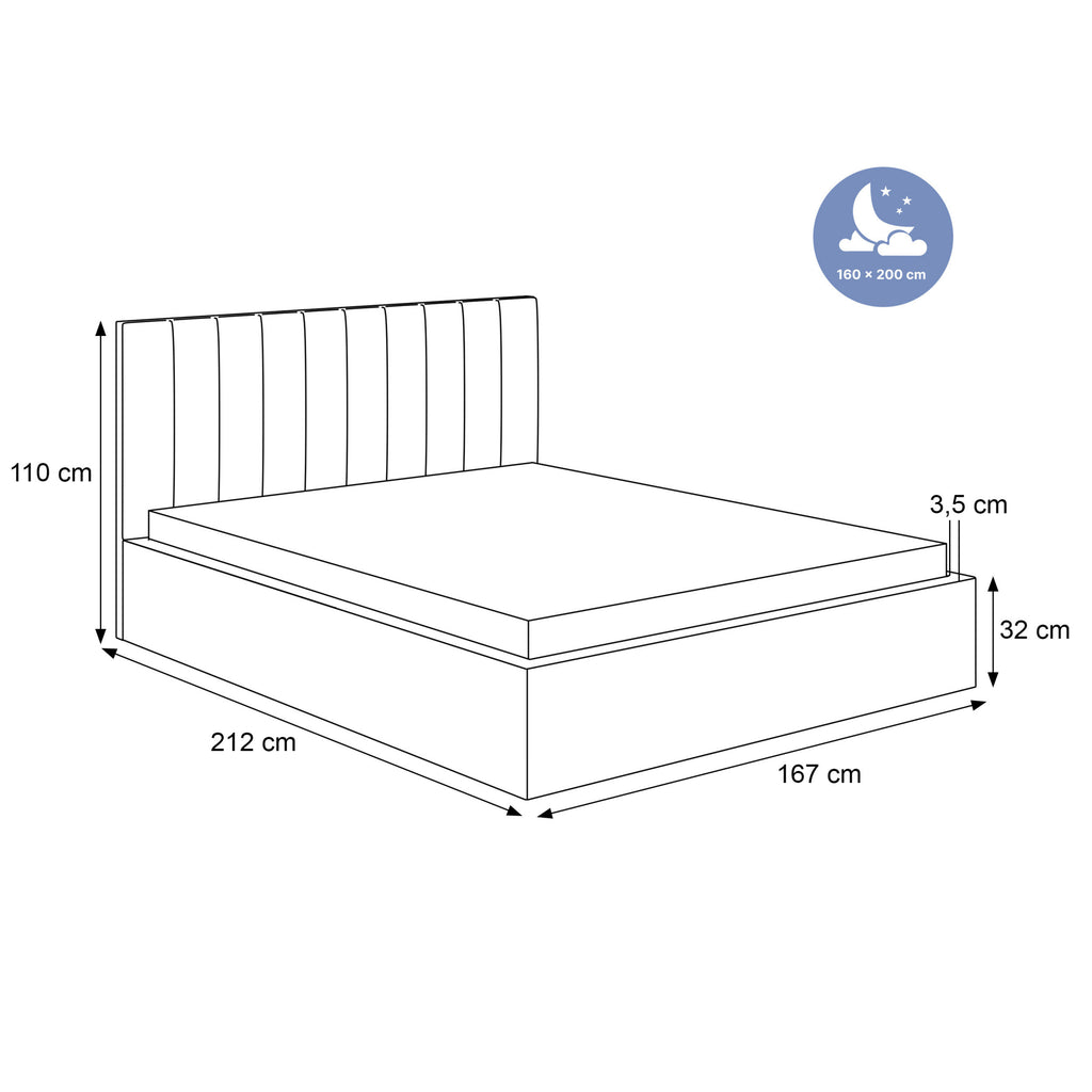 Łóżko tapicerowane VELORIA SOFT 120–200x200 z wysokim zagłówkiem