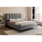 Łóżko tapicerowane 120–200x200 z wysokim zagłówkiem na nóżkach – VELORIA CLOUD