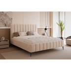 Łóżko tapicerowane VELORIA PANEL AIR 120–200x200 z wysokim zagłówkiem na nóżkach