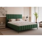 Łóżko tapicerowane VELORIA PANEL AIR 120–200x200 z wysokim zagłówkiem na nóżkach