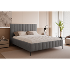 Łóżko tapicerowane VELORIA PANEL AIR 120–200x200 z wysokim zagłówkiem na nóżkach
