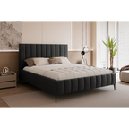 Łóżko tapicerowane VELORIA PANEL AIR 120–200x200 z wysokim zagłówkiem na nóżkach