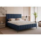 Łóżko tapicerowane VELORIA PANEL AIR 120–200x200 z wysokim zagłówkiem na nóżkach