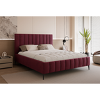 Łóżko tapicerowane VELORIA PANEL AIR 120–200x200 z wysokim zagłówkiem na nóżkach