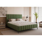 Łóżko tapicerowane VELORIA PANEL AIR 120–200x200 z wysokim zagłówkiem na nóżkach