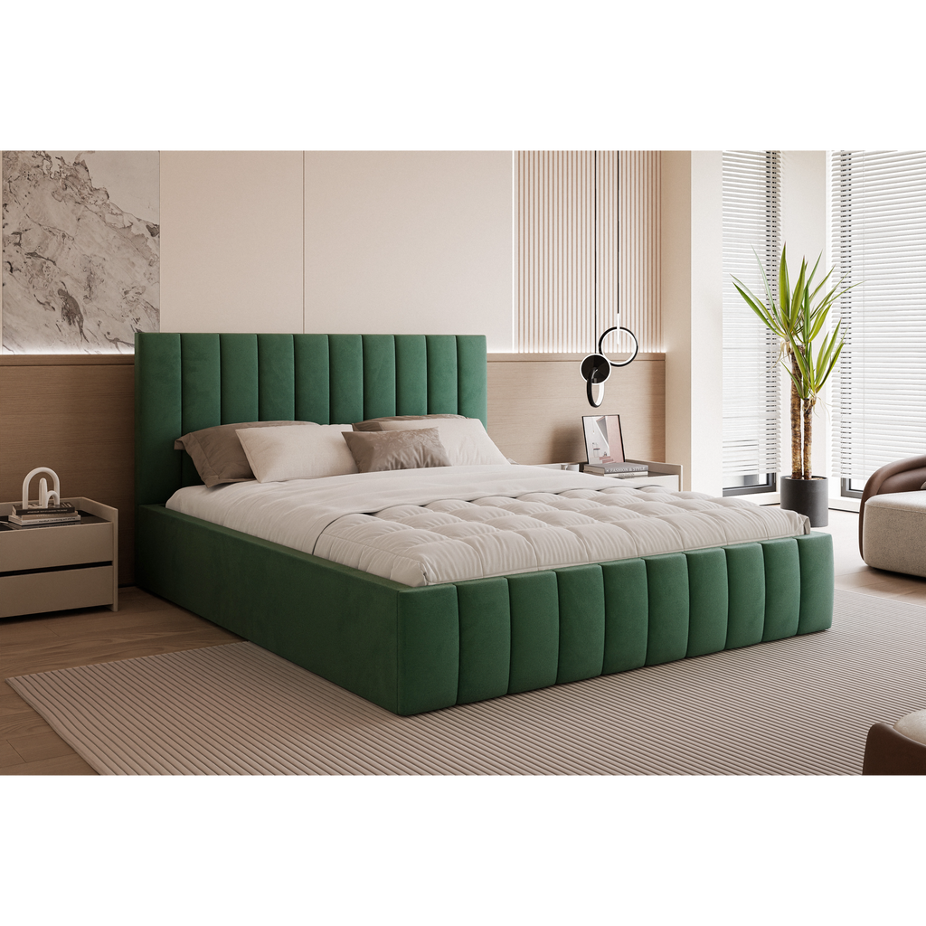 Łóżko tapicerowane VELORIA PANEL SOFT 120–200x200 z wysokim zagłówkiem