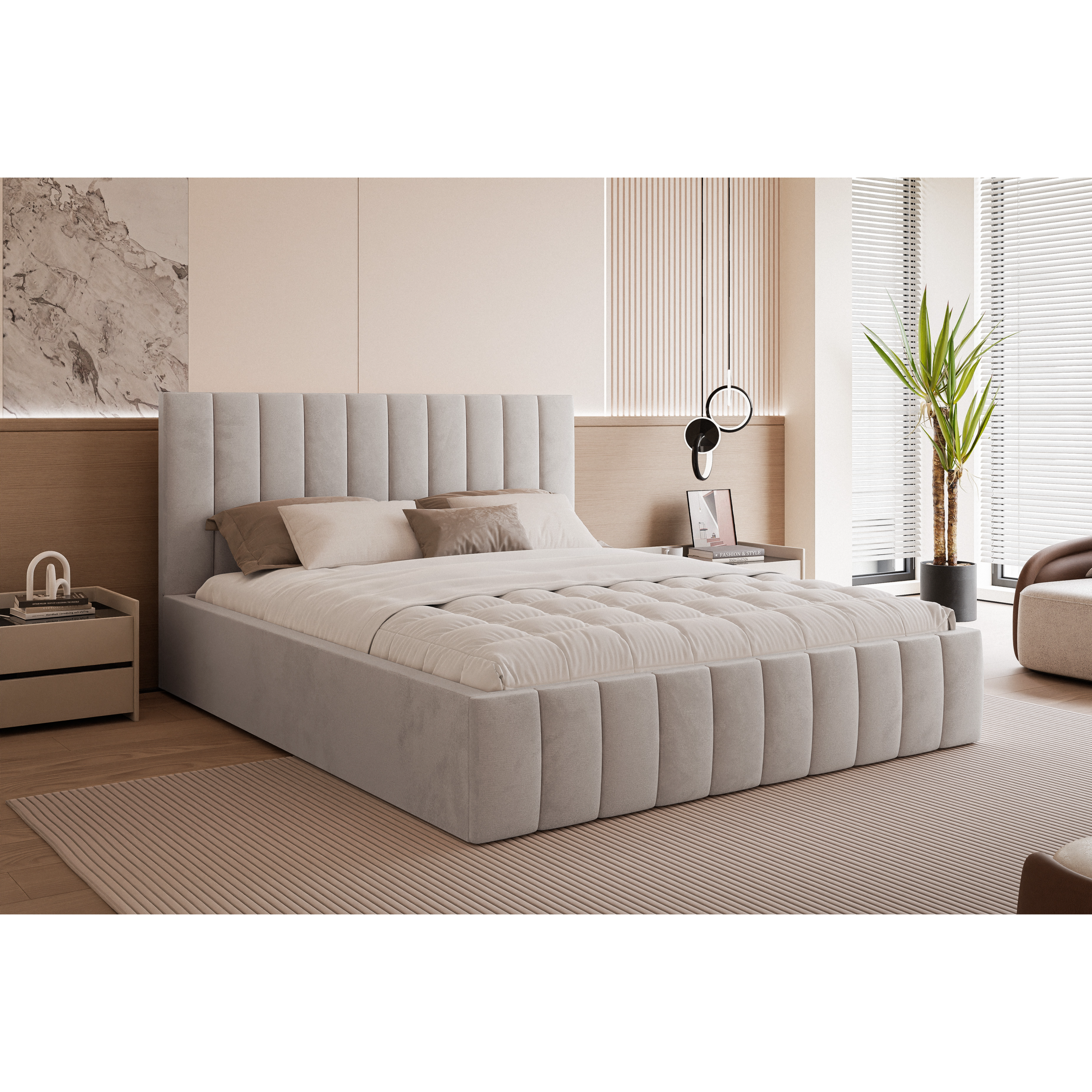 Łóżko tapicerowane VELORIA PANEL SOFT 120–200x200 z wysokim zagłówkiem