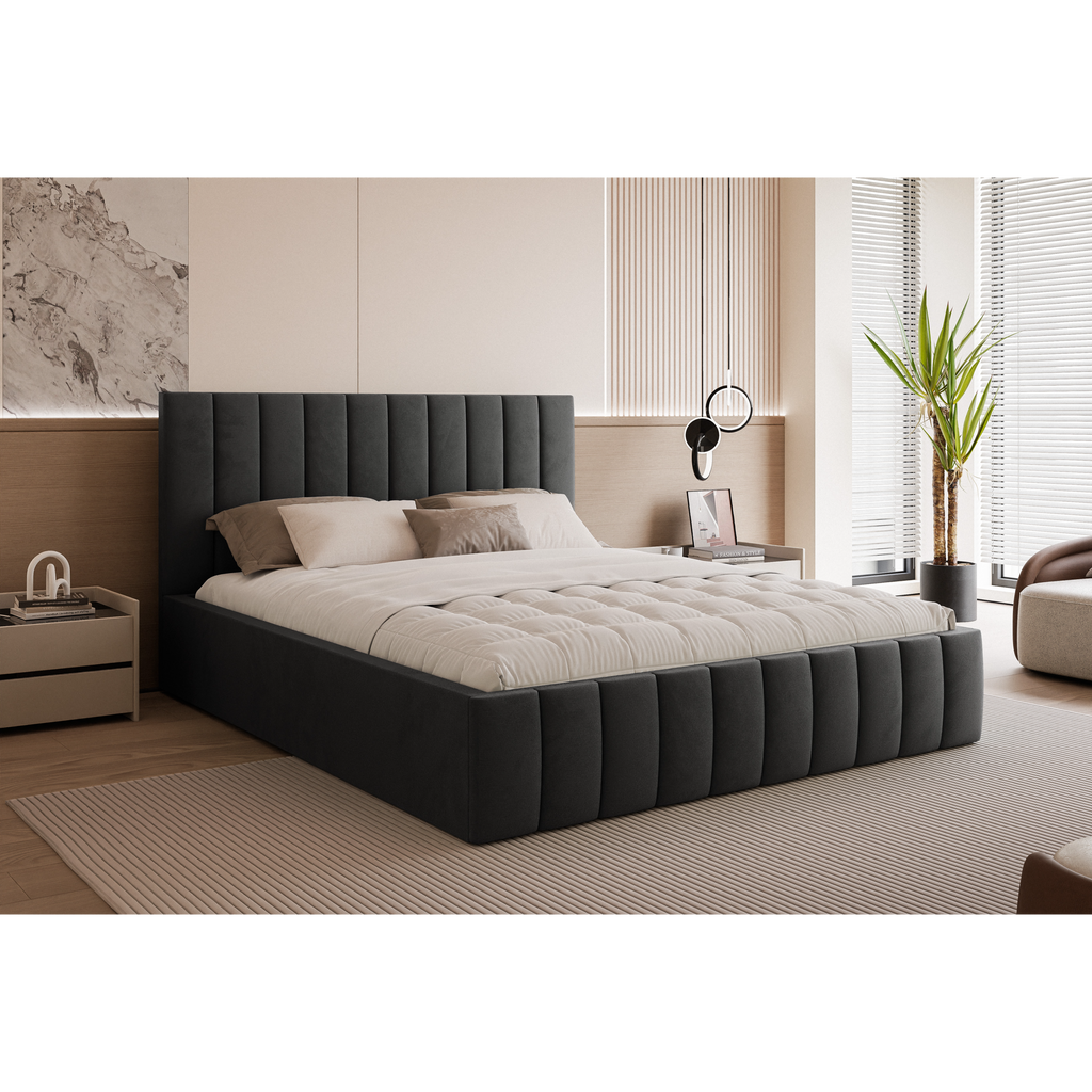 Łóżko tapicerowane VELORIA PANEL SOFT 120–200x200 z wysokim zagłówkiem