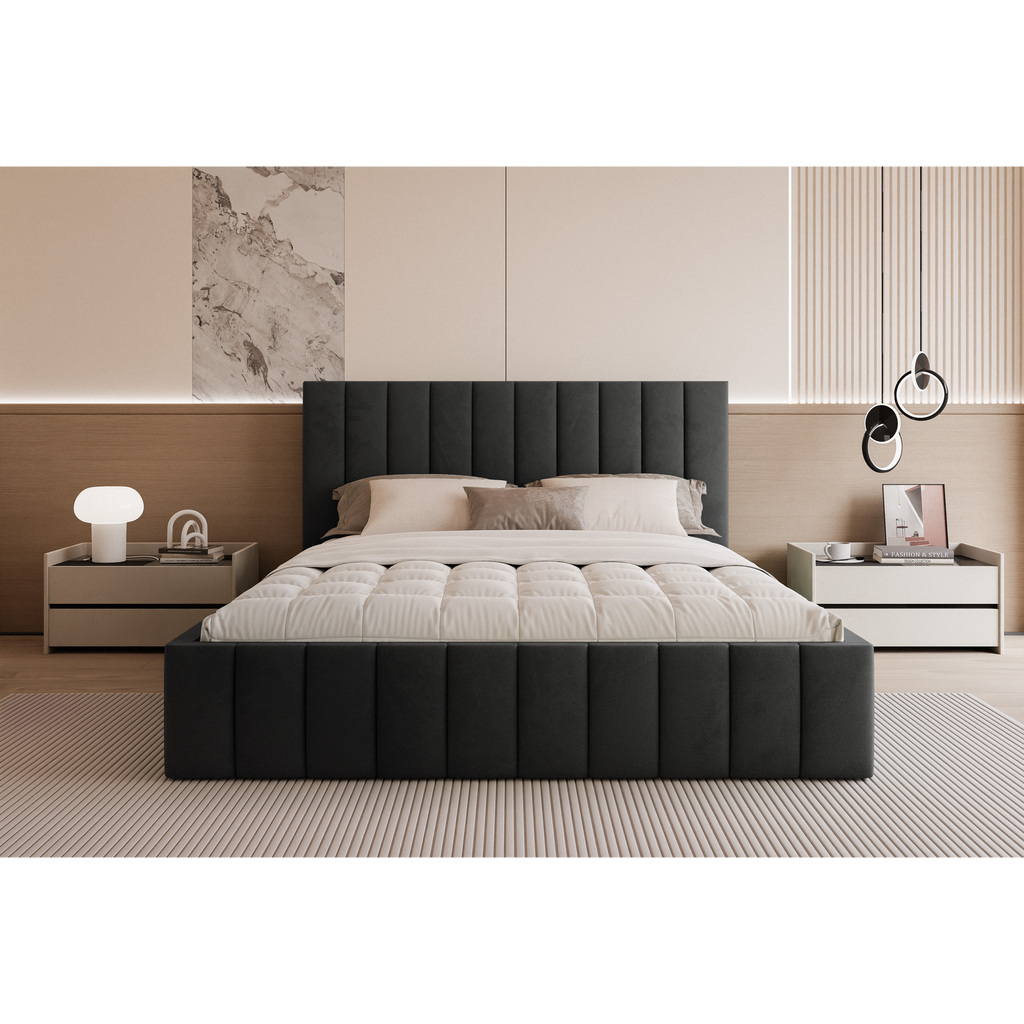 Łóżko tapicerowane VELORIA PANEL SOFT 120–200x200 z wysokim zagłówkiem