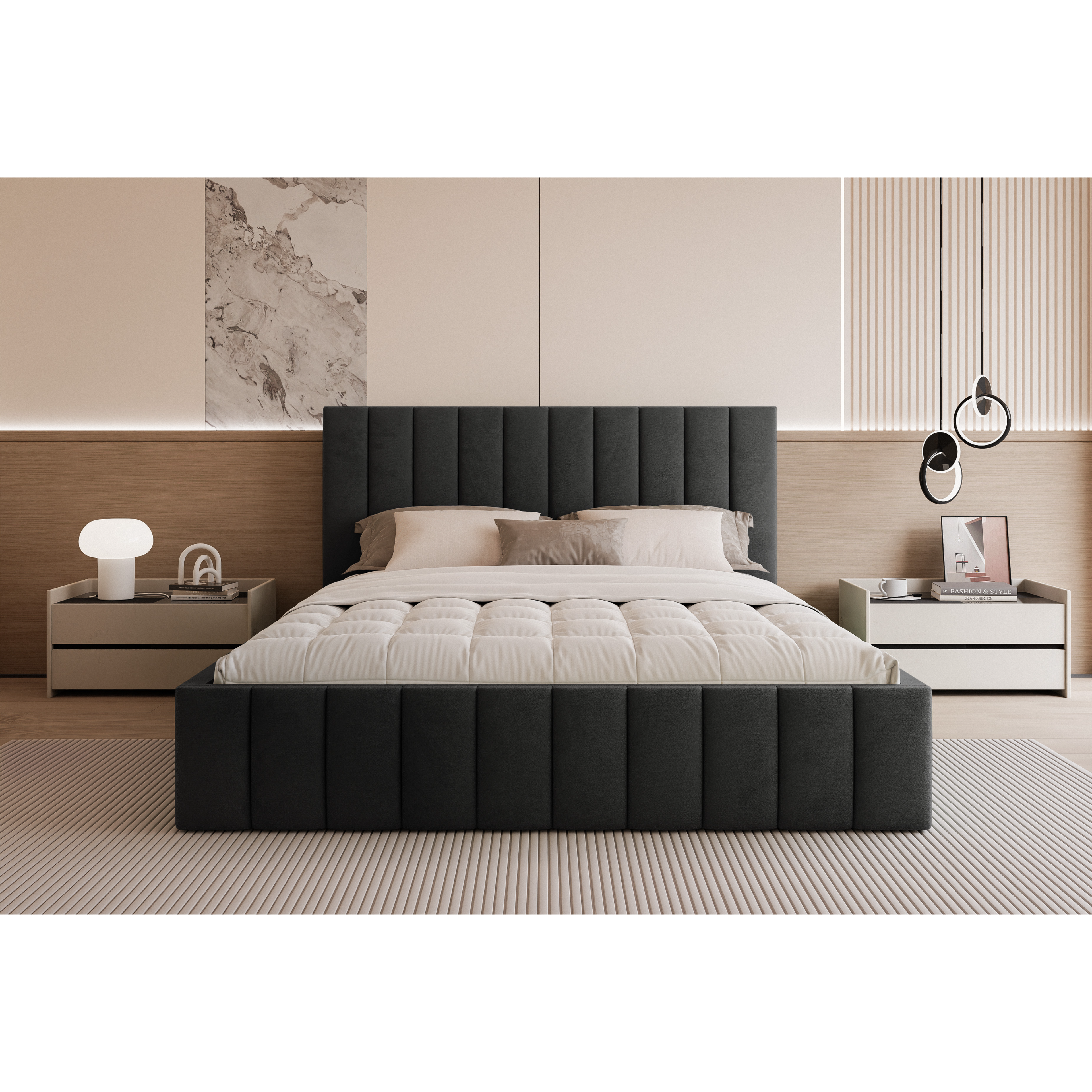 Łóżko tapicerowane VELORIA PANEL SOFT 120–200x200 z wysokim zagłówkiem