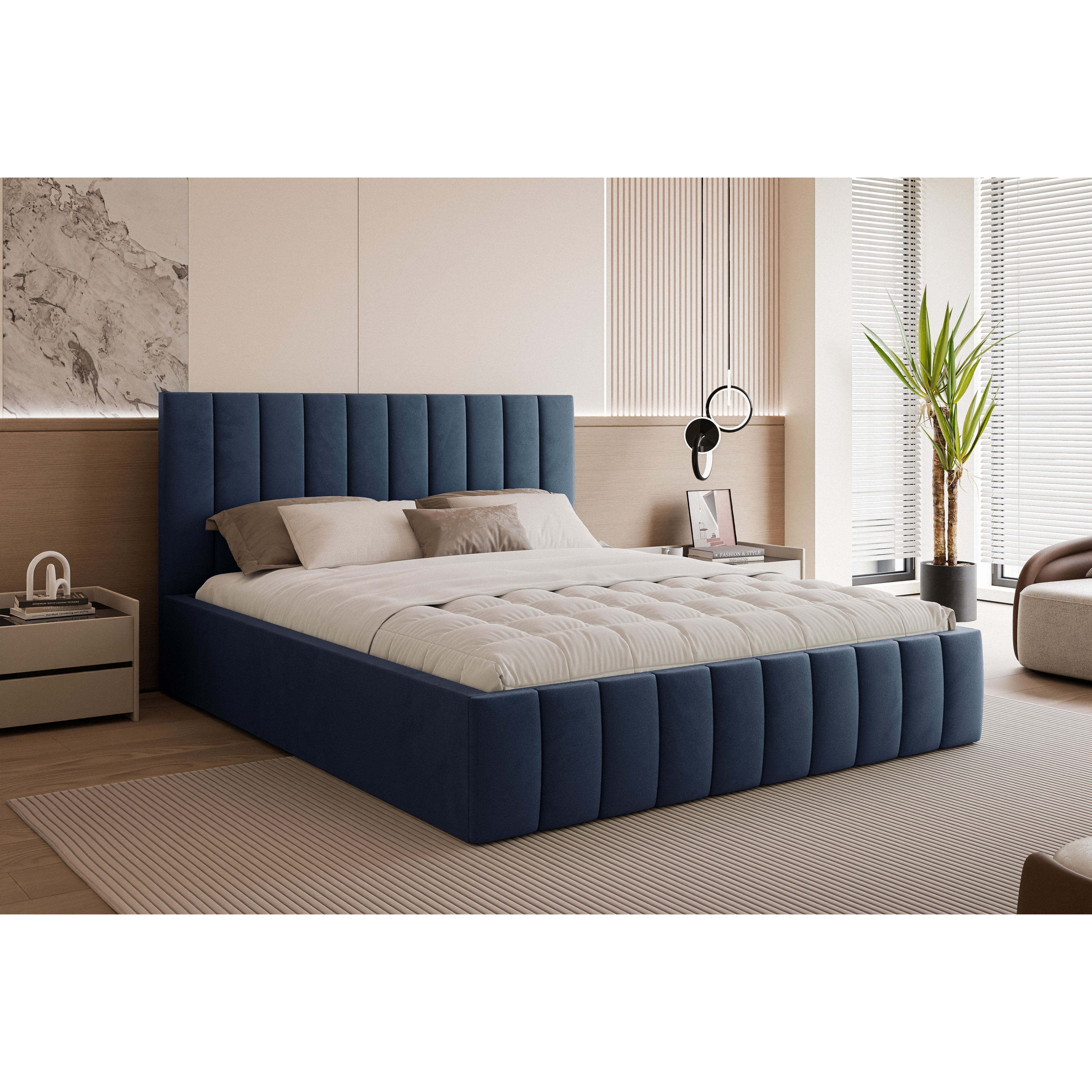 Łóżko tapicerowane VELORIA PANEL SOFT 120–200x200 z wysokim zagłówkiem