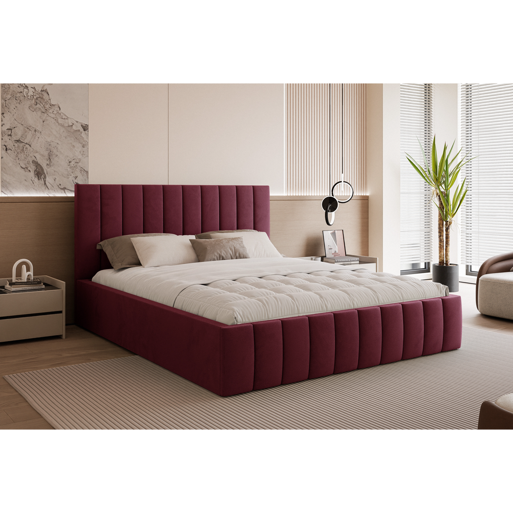 Łóżko tapicerowane VELORIA PANEL SOFT 120–200x200 z wysokim zagłówkiem