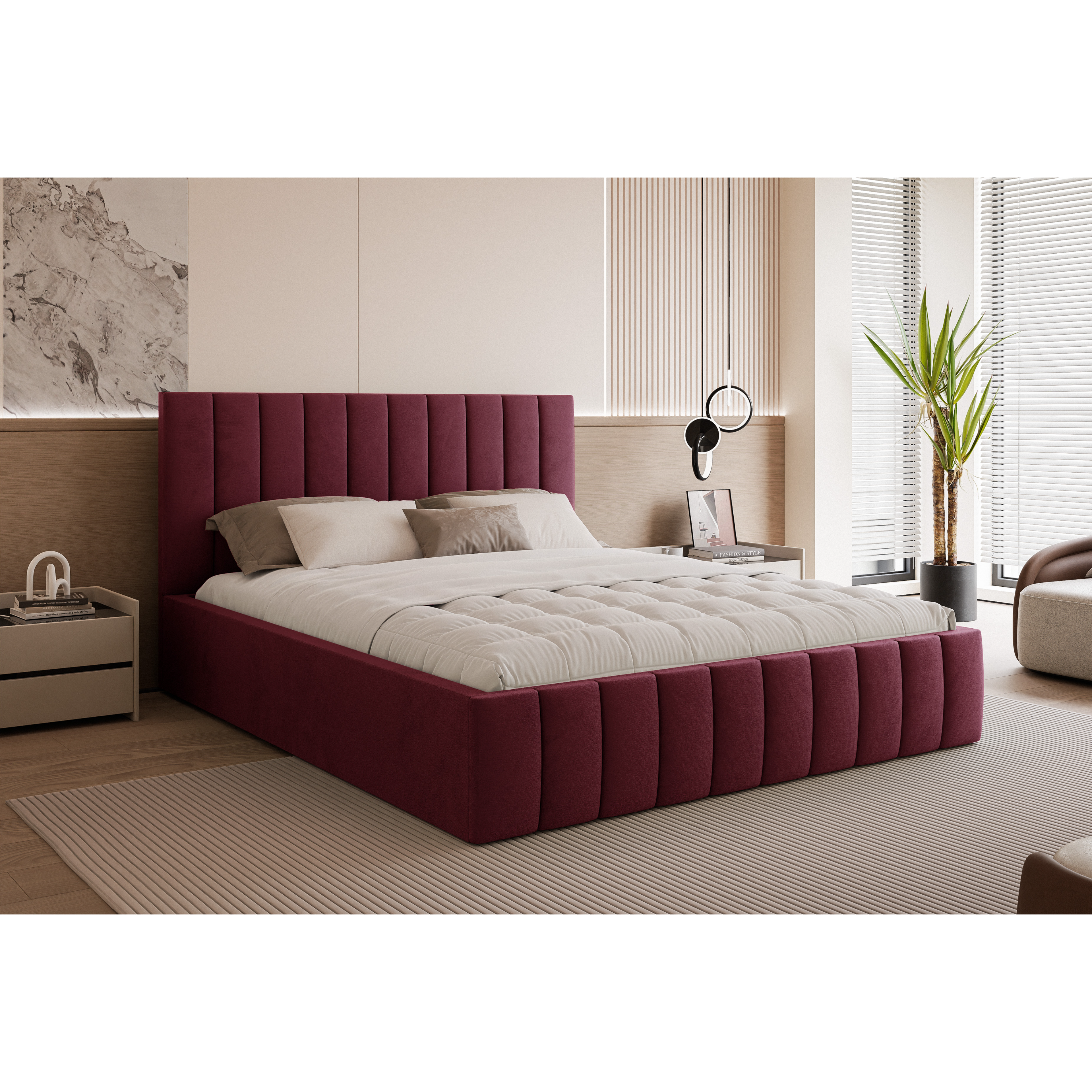 Łóżko tapicerowane VELORIA PANEL SOFT 120–200x200 z wysokim zagłówkiem