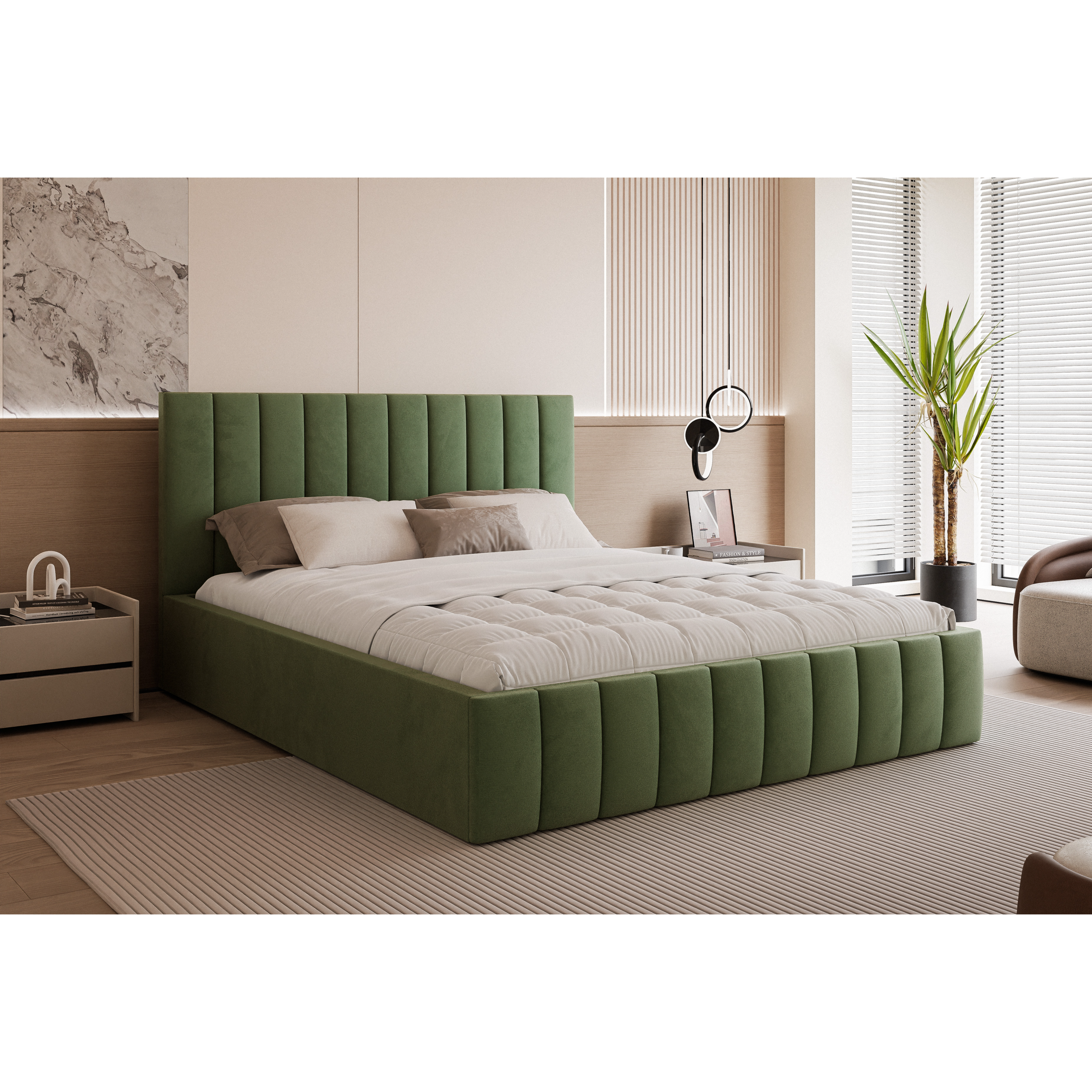 Łóżko tapicerowane VELORIA PANEL SOFT 120–200x200 z wysokim zagłówkiem