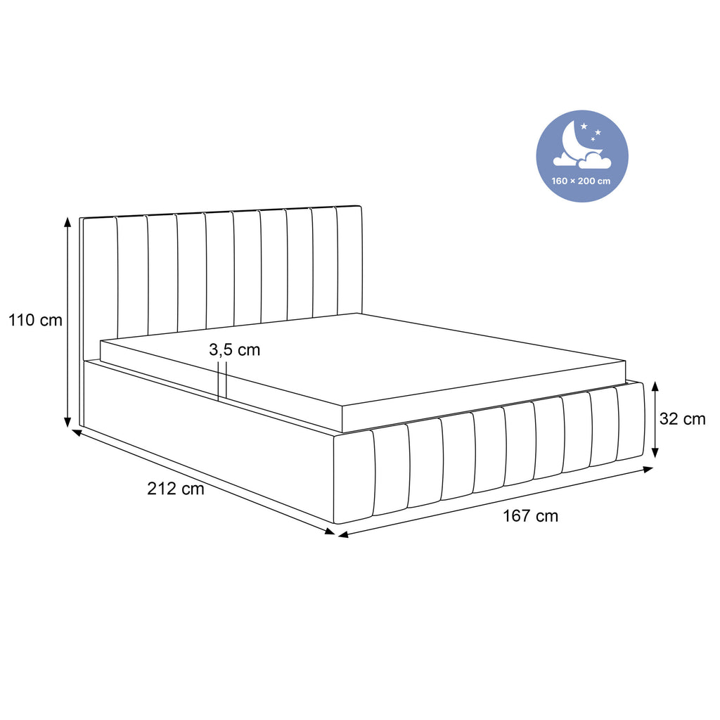 Łóżko tapicerowane VELORIA PANEL SOFT 120–200x200 z wysokim zagłówkiem